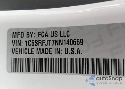 2022 Ram 1500 Laramie 4X4 5'7 Box из США, поврежденный, VIN 1C6SRFJT7NN140669